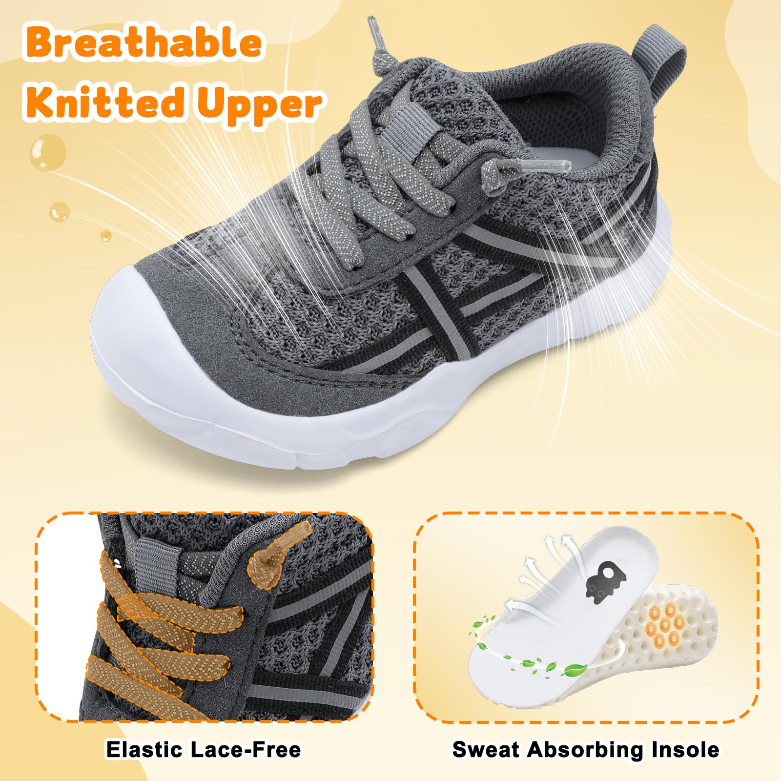 Besroad Toddler Shoes Boys Girls Barefoot Walking Shoes Kids Breathable Running Sneakers Slip On Tennis Shoes — view 6