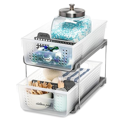 Premium 2 Tier Organizer, Under Cabinet Storage with Pull Out