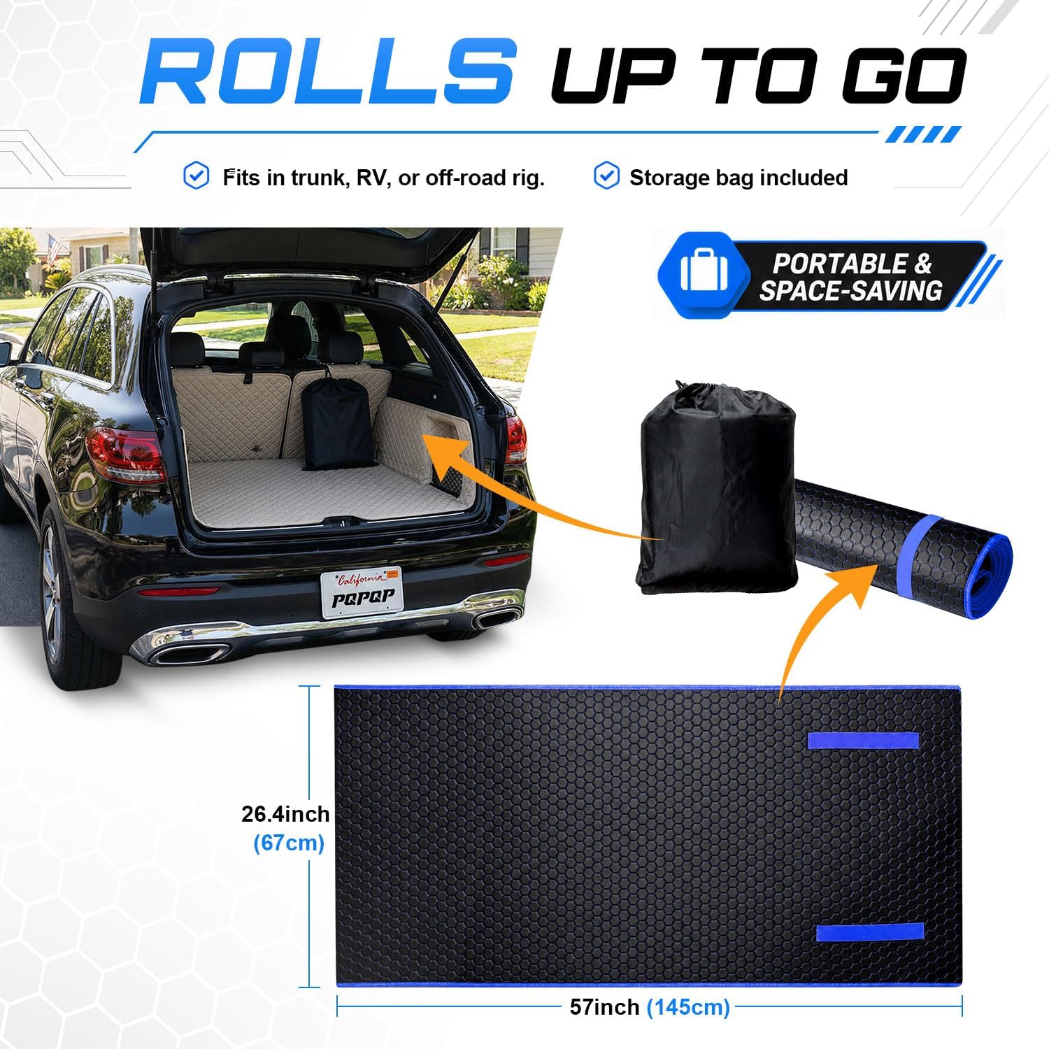 Rolling Creeper Mat, 145×67cm Portable Under Car Repair Pad
