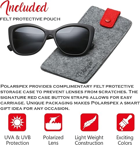 Miniatura 2 de Polarspex - Lentes de sol polarizados clásicos para mujer, diseño retro de ojo de gato