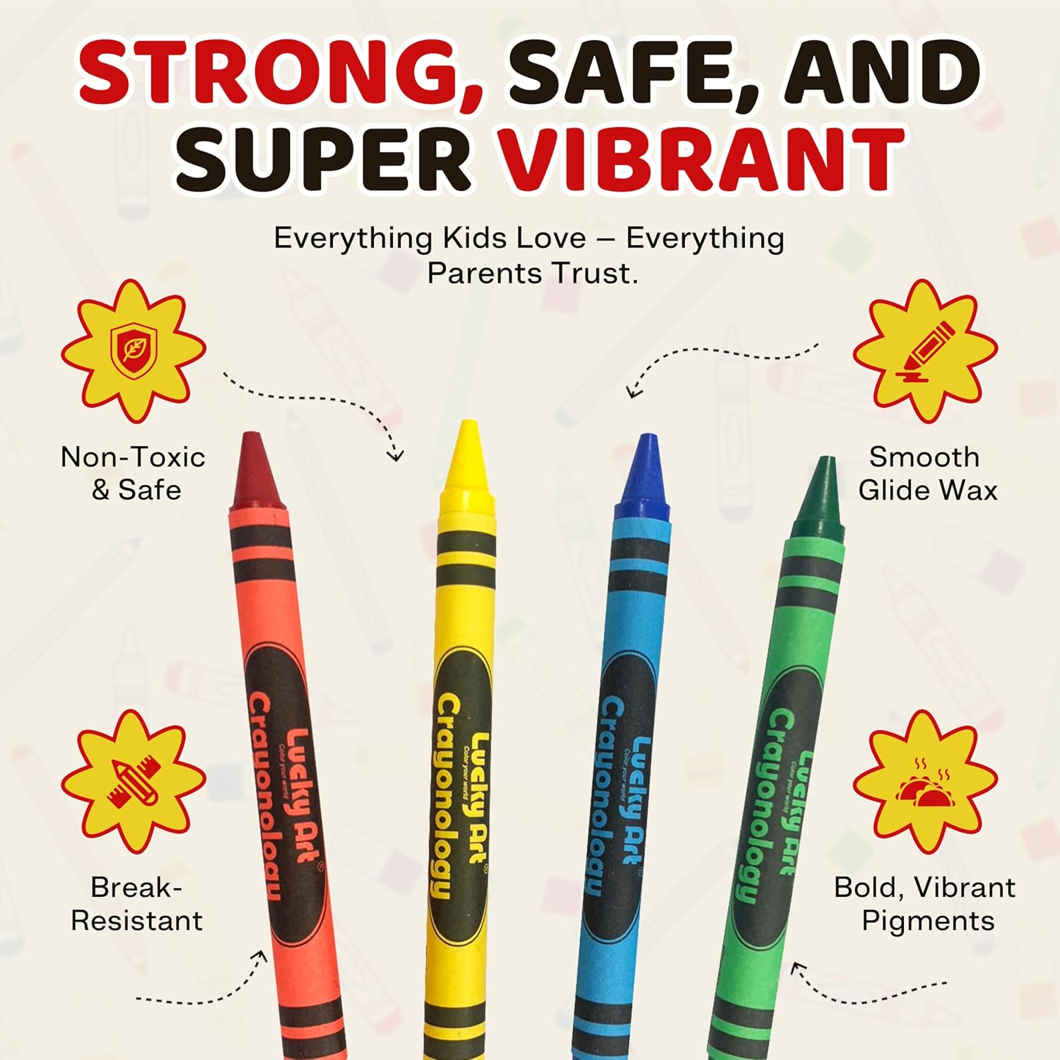Lucky Art Extra Long Crayon Packs – 400 Packs of 4 Colors (1600 Count) Non-Toxic Kids Crayons, Perfect for Restaurants, Party Favors, Goodie Bags, Classrooms & Kids Activities