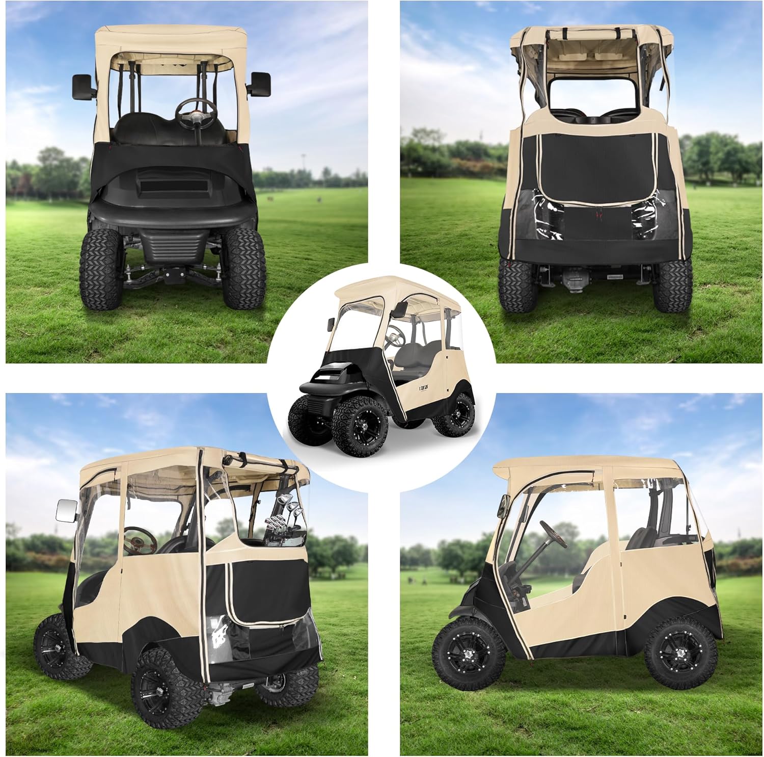 10L0L Deluxe 2 Passenger Golf Cart Enclosure for Club Car Precedent,Onward & Tempo Waterproof Windproof Portable Transparent Golf Cart Rain Enclosures Storage Cover - 57" Roof Fit