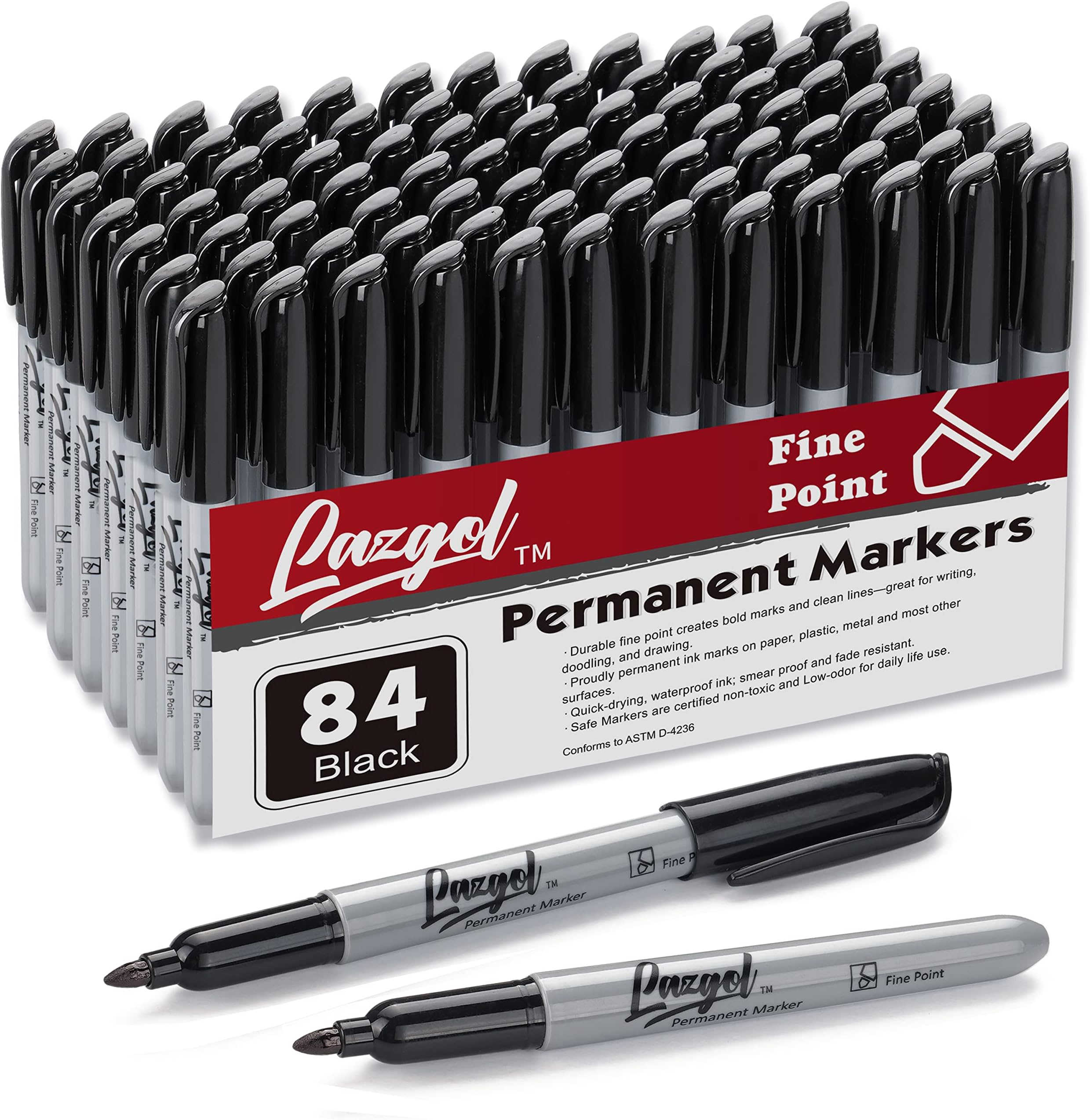 84 black fine point permanent markers