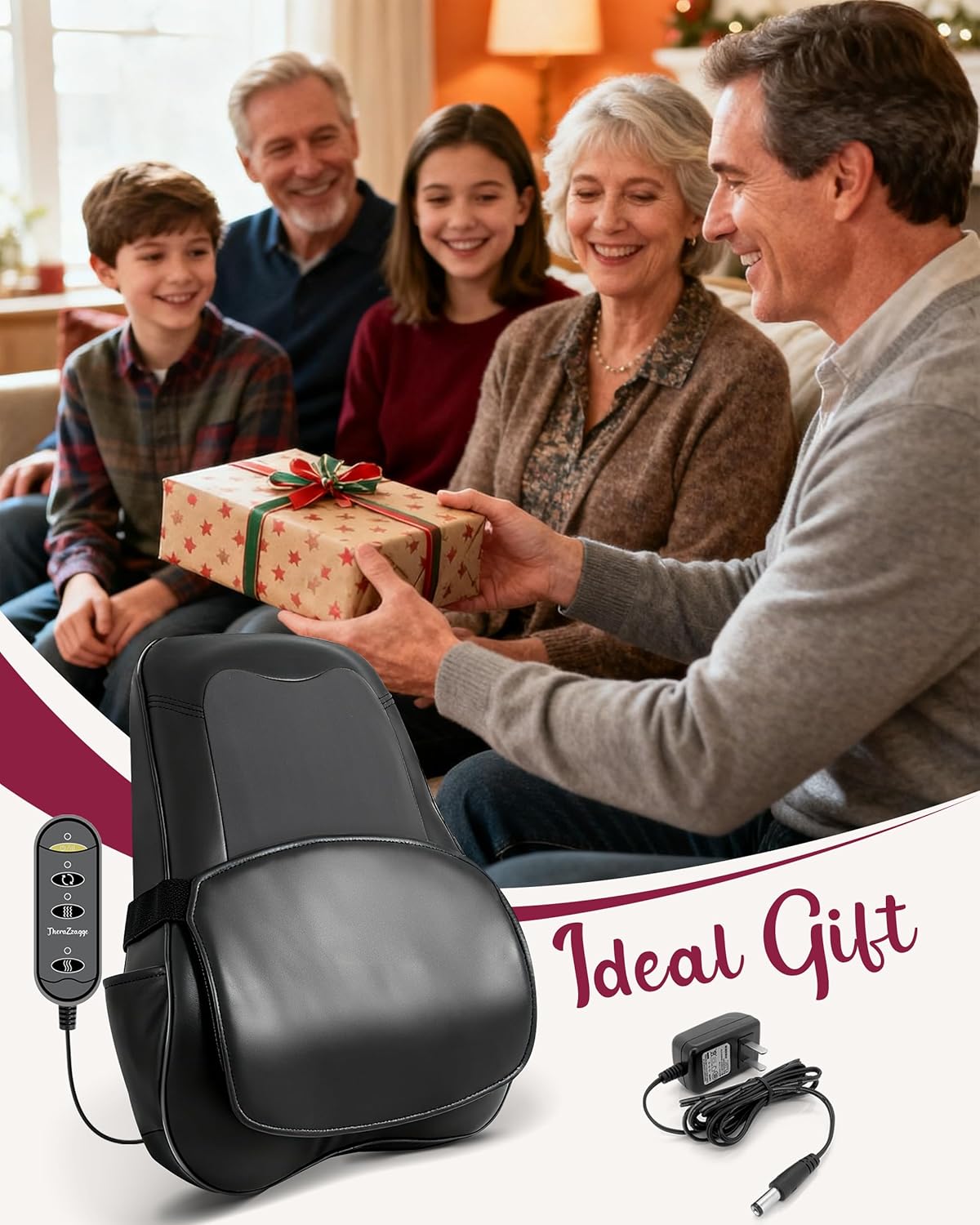 Back Massager for Pain Relief Deep Tissue, Kneading Shiatsu Neck and Back Massager with Heat, Massager for Back and Shoulder Pain, Gifts for Women Men Home Office