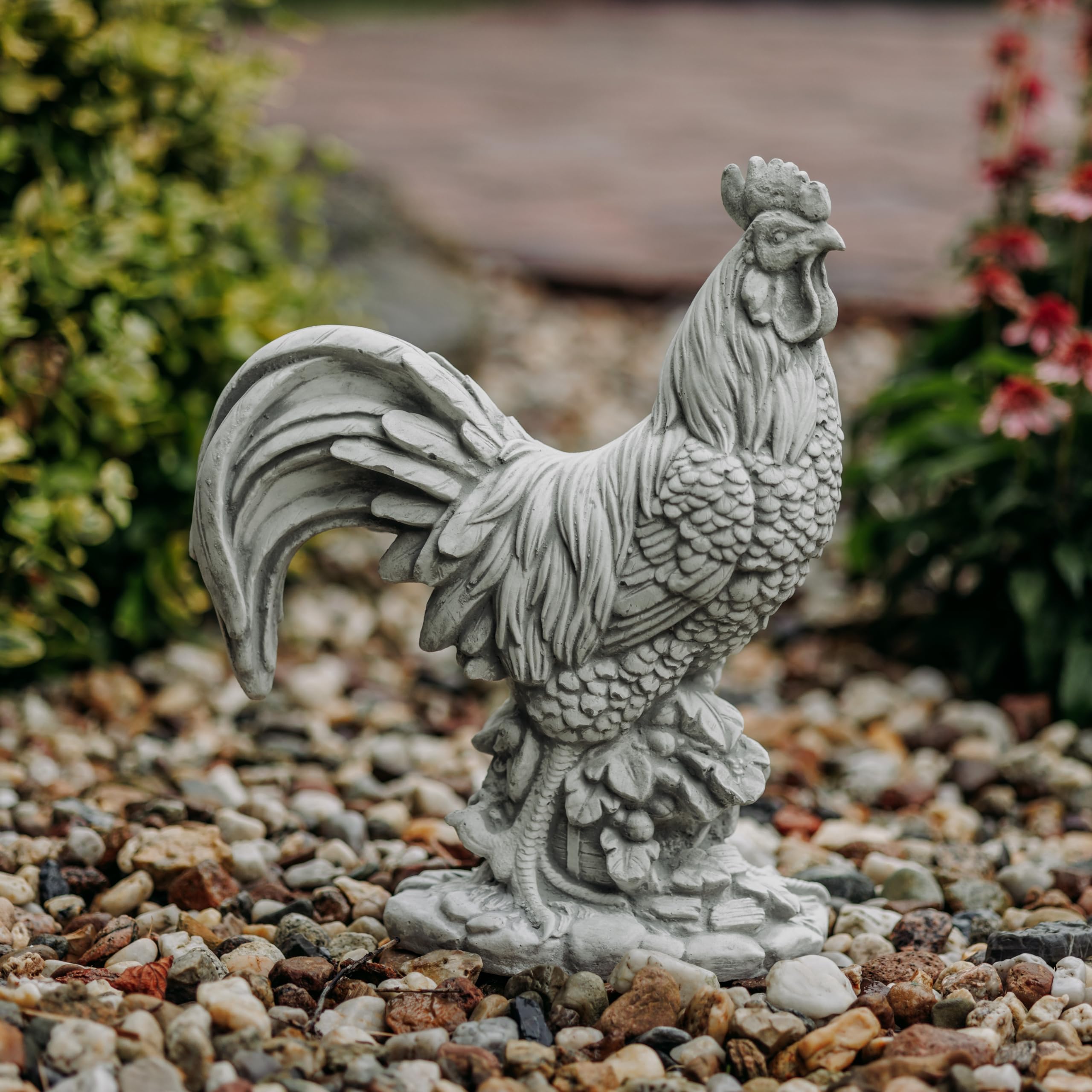 gartendekoparadies.de Masywna kamienna figurka Kogut domowy Ptak Gockel wykonany z odlewanego kamienia, mrozoodporna figurka zwierząt