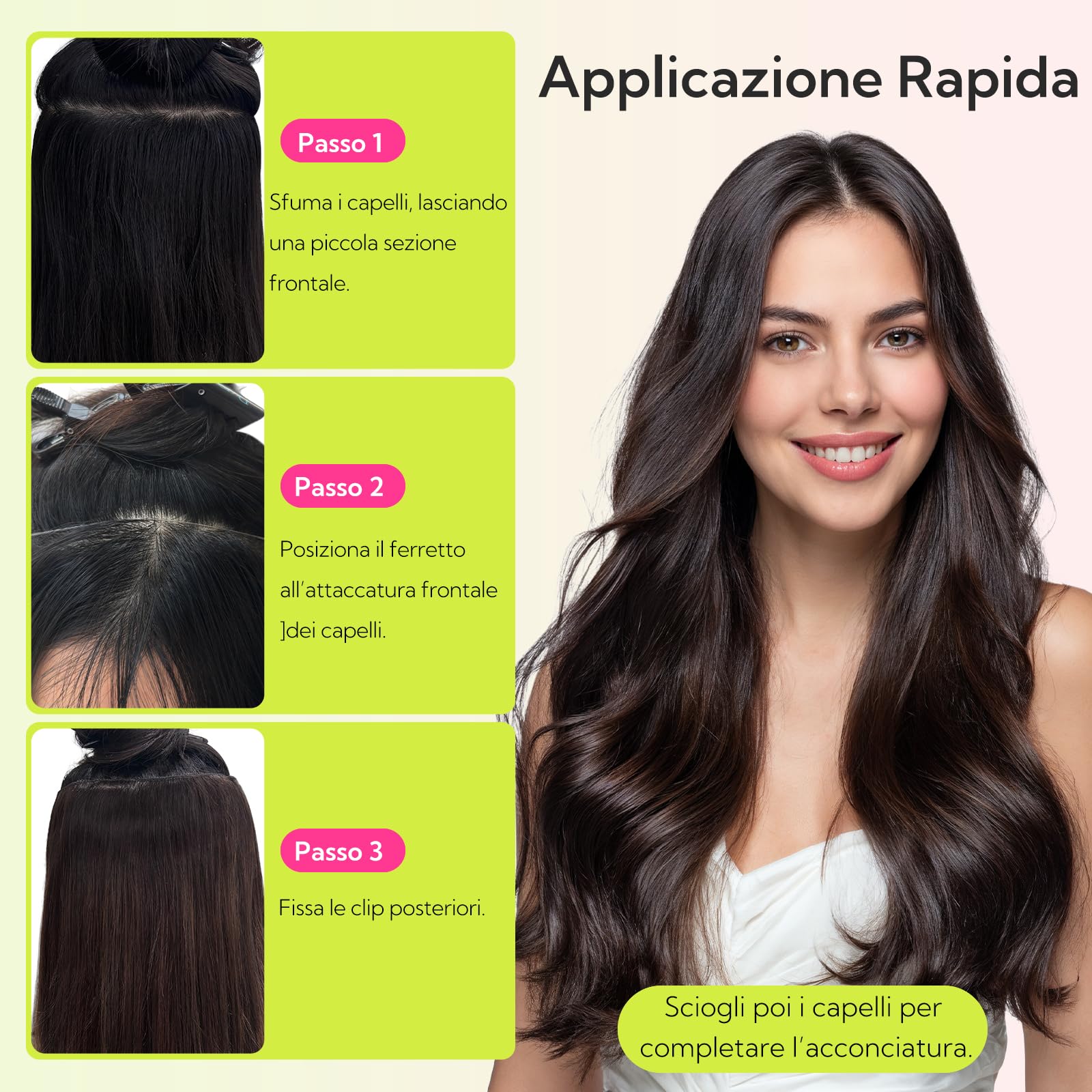 hotbanana Secret - Extension per capelli veri, 40 cm, 95 g, capelli Remy, con filo invisibile, filo segreto, extension per capelli veri, ciocche bionde dorate