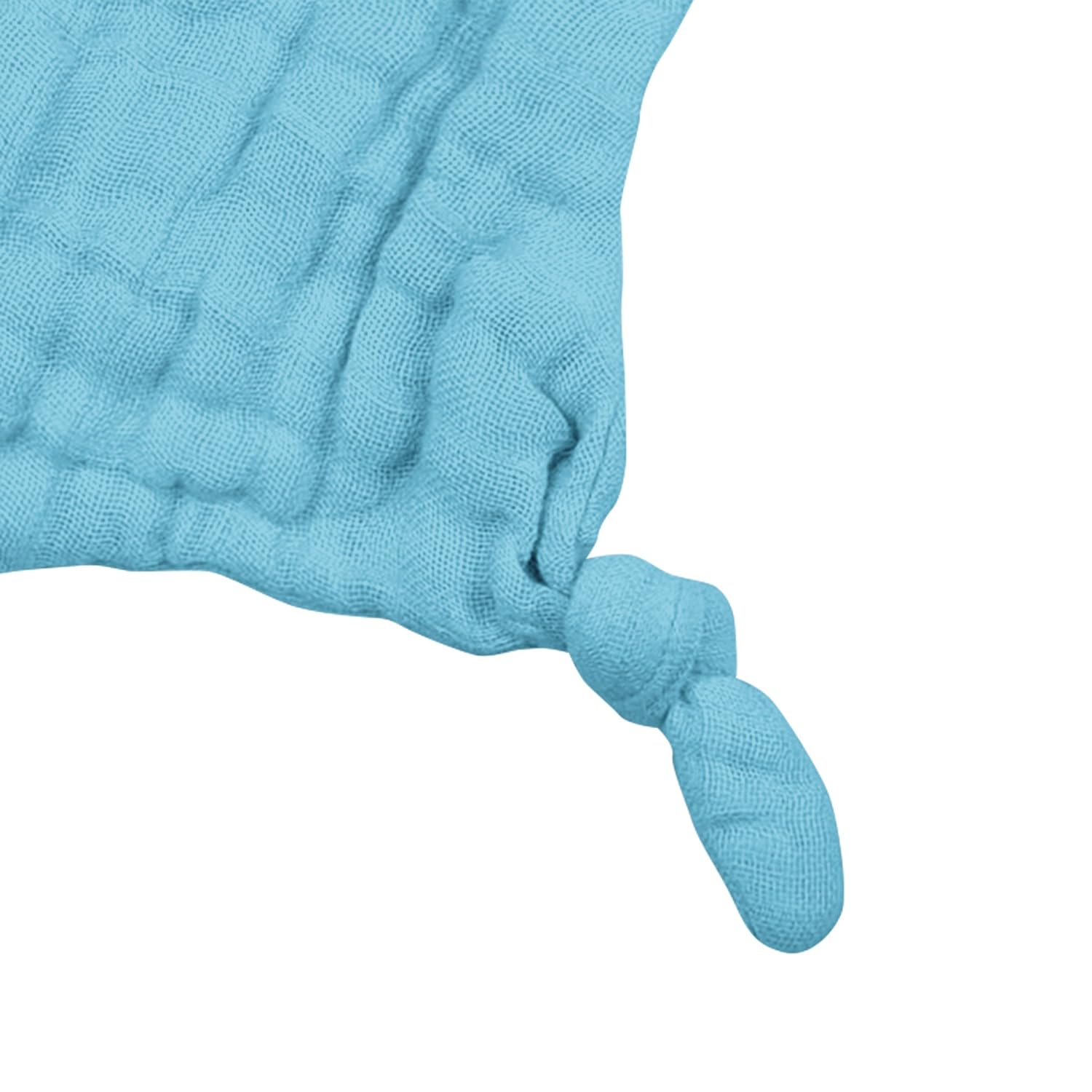 green sprouts Muslin Blankie Teether made from Organic Cotton | Soothes gums & promotes healthy oral development | Multiple textures massage gums, wet knots for extra relief, Easy to hold & chew, Aqua