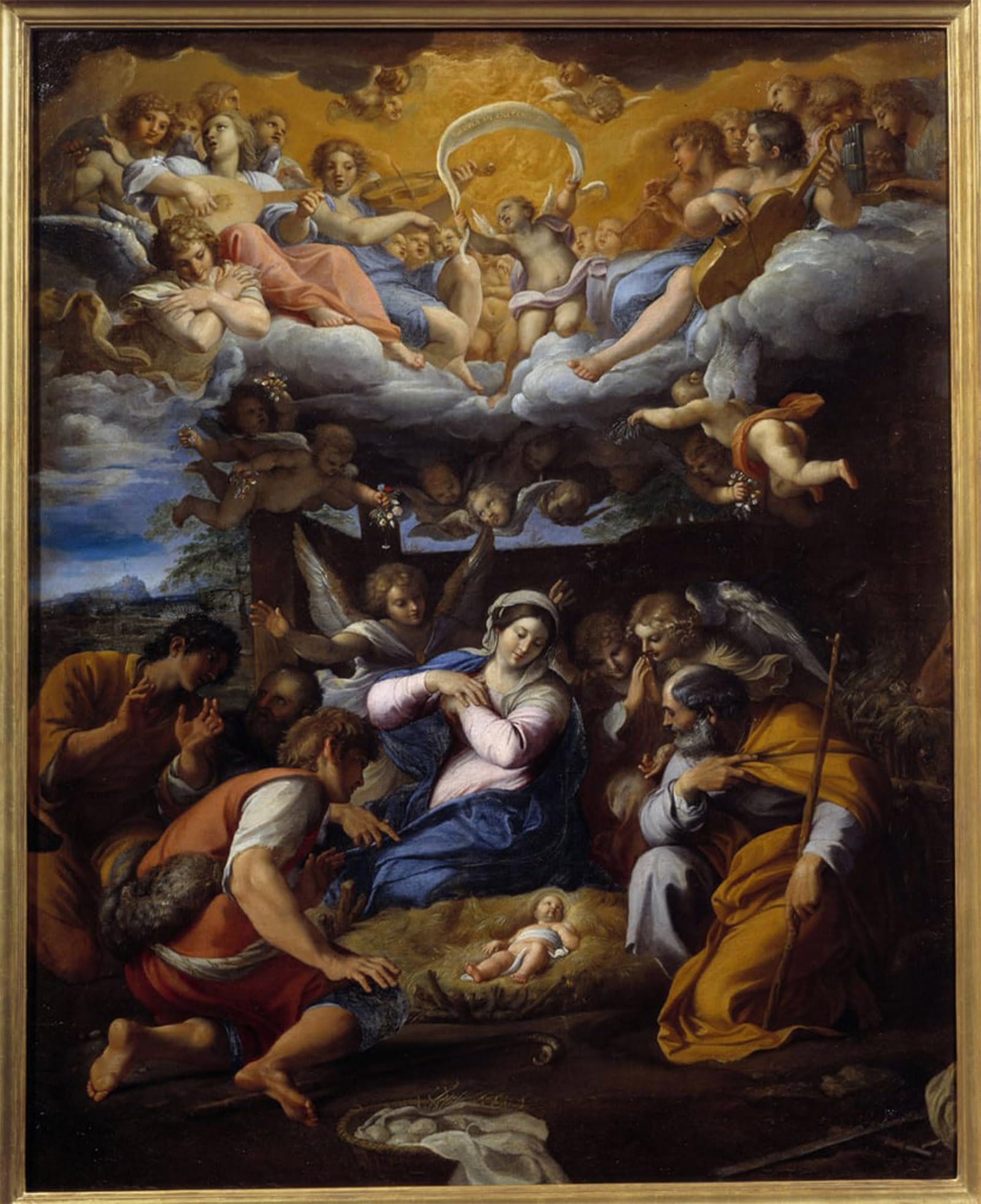 POSTERIIk Famous Modern Artwork Art Mural the Adoration of Shepherds Painting by Annibale Carracci Oil Paintings Pictures for Home Decor 60x90cm