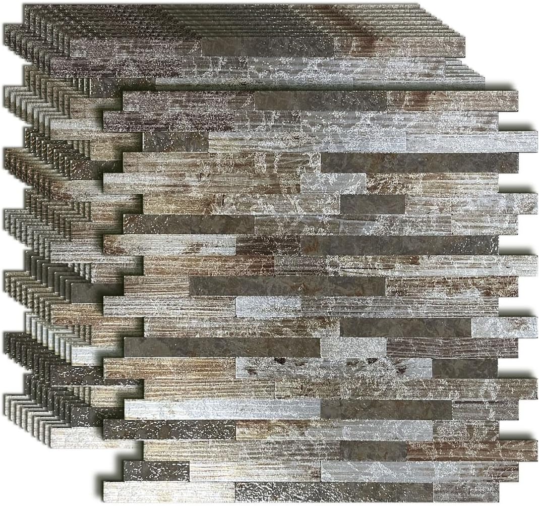 10 Sheets Peel and Stick Backsplash Tile, Self-Adhesive Mosaic Tile, Stick on Kitchen, Bathroom Vanities, Laundry Table（Printed-2 ）