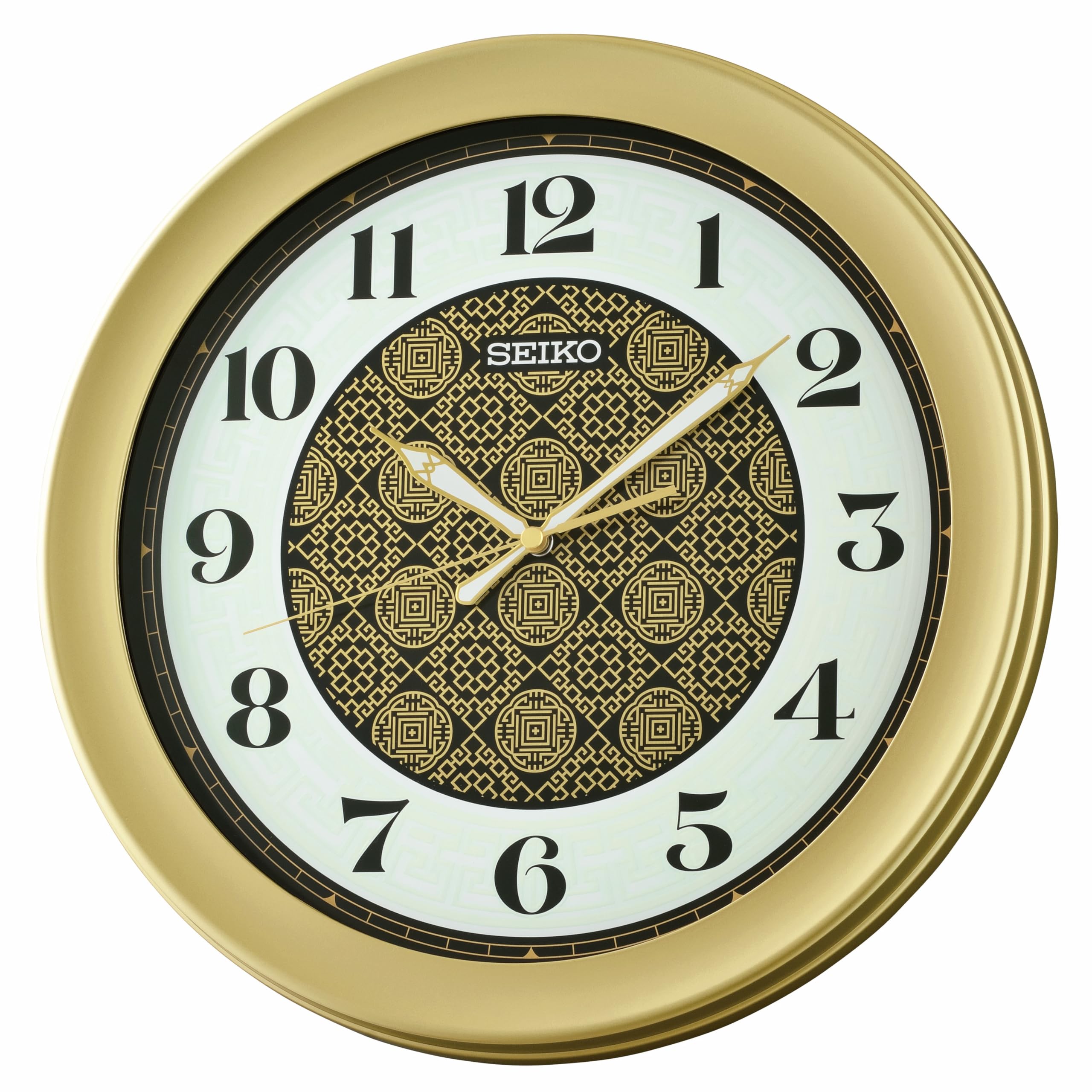 ساعة حائط Seiko الذهبية المنقوشة 14.5 إنش QXA859GRH