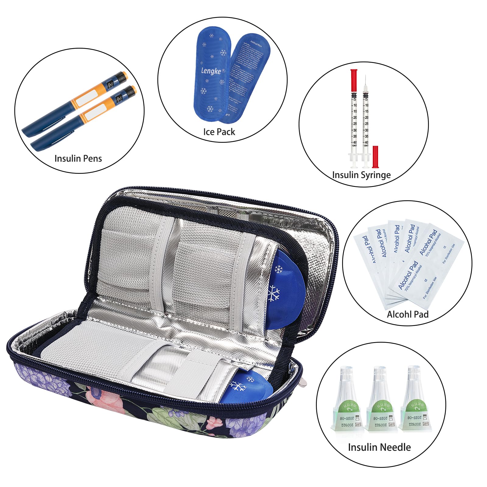 BOMKEE Insulin Cooler Travel Case, Insulated Pouch for Insulin Refrigerated Medicine Organizer Bag Carrying Case Storage Bag with 2 Ice Pack - Image 4