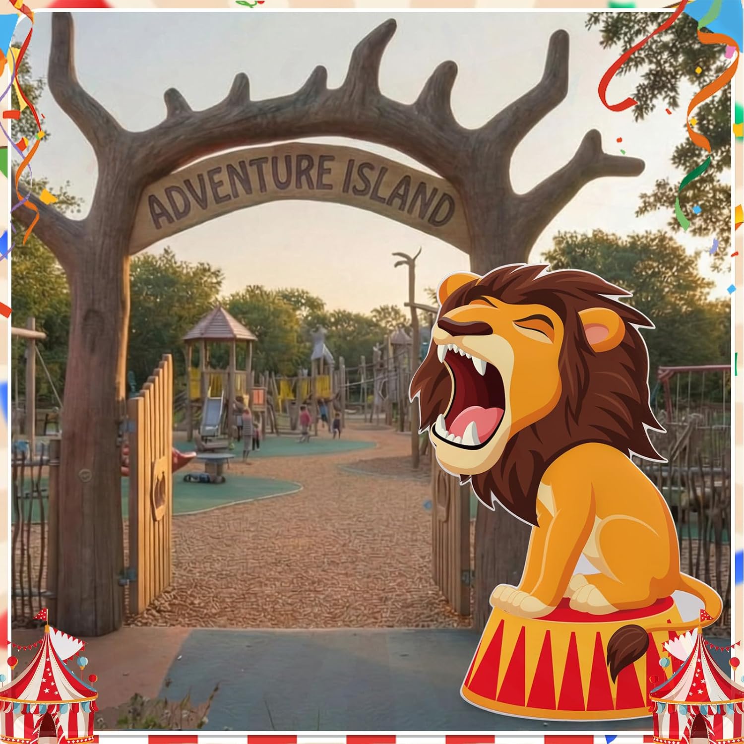 Qunclay 4ft Circus Lion Cardboard Cutout Carnival Party Decoration Life Size Lion Photo Booth Prop Stand up Display Backdrop Decor for Carnival Birthday Party Supplies