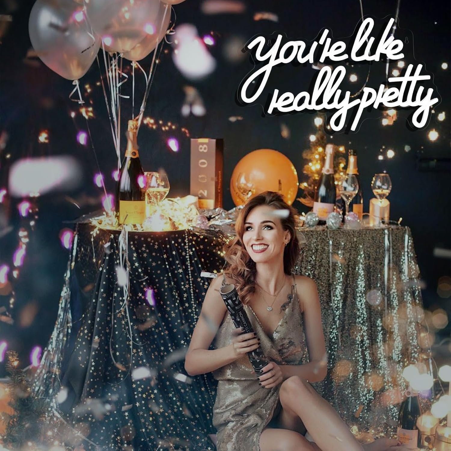 You're Like Really Pretty Neon Sign for Wall Decor Dimmable Led Backdrop Girls Birthday Gifts Bedroom Party Wedding Home Decor White