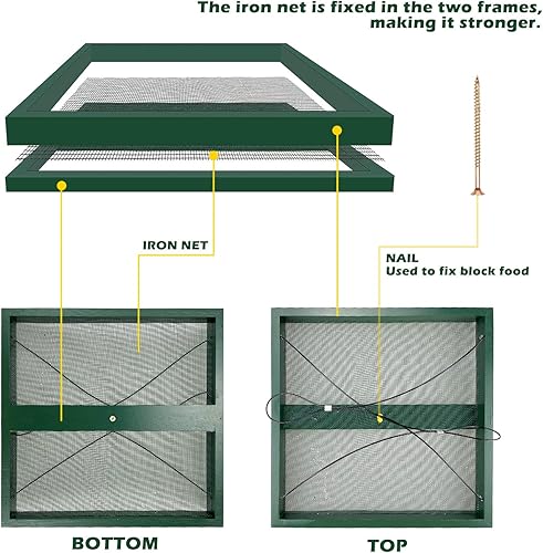 Miniatura 4 de MIXXIDEA Bandeja colgante para comedero de pájaros, plataforma de madera para colibríes, bandeja colgante de malla para jardín, patio, decoración