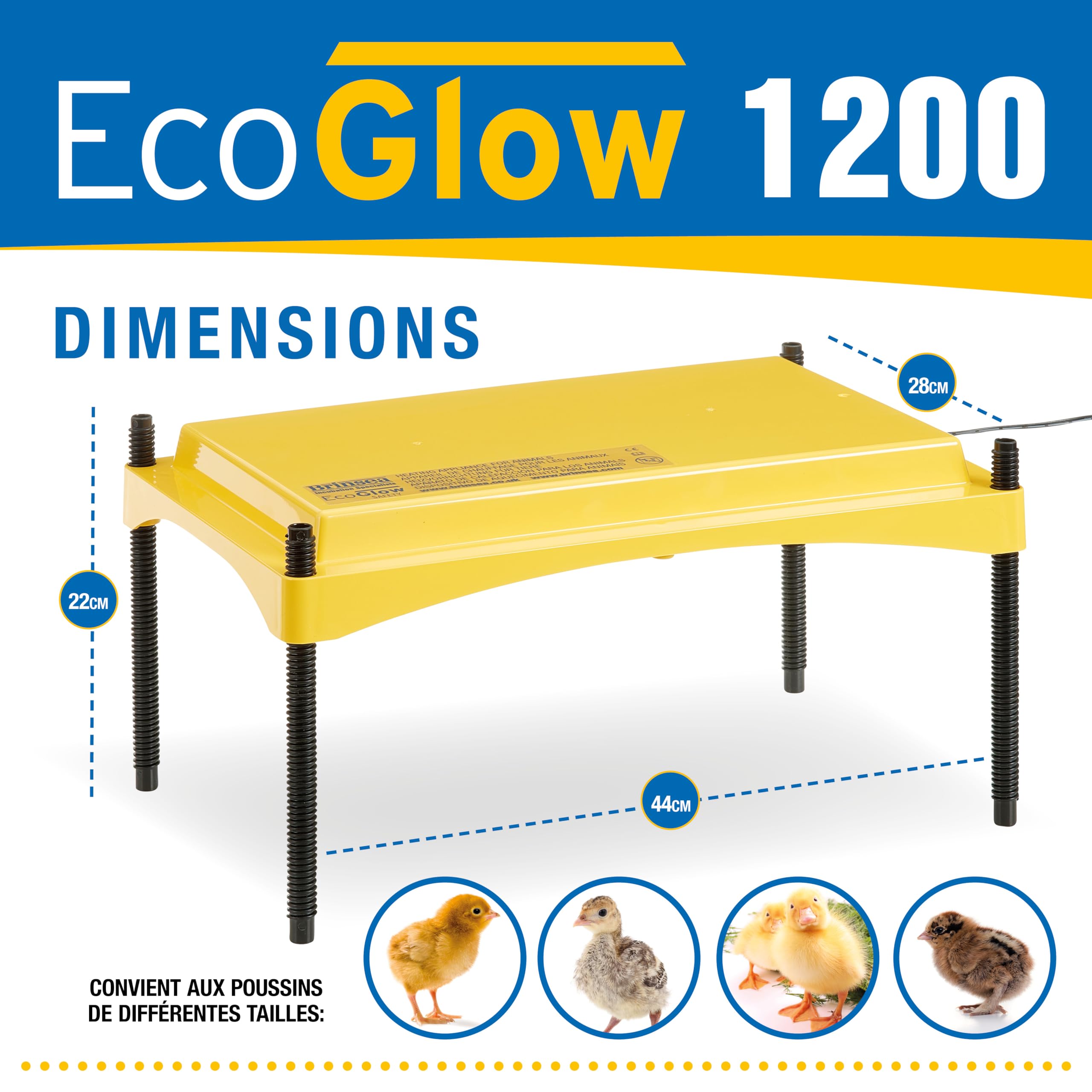 Criadora Brinsea EcoGlow Safety 1200 – Criadora de seguridad para pollitos – Placa calefactora para pollitos como alternativa a la lámpara de calor – Fabricada en UK– Garantía de 3 años.