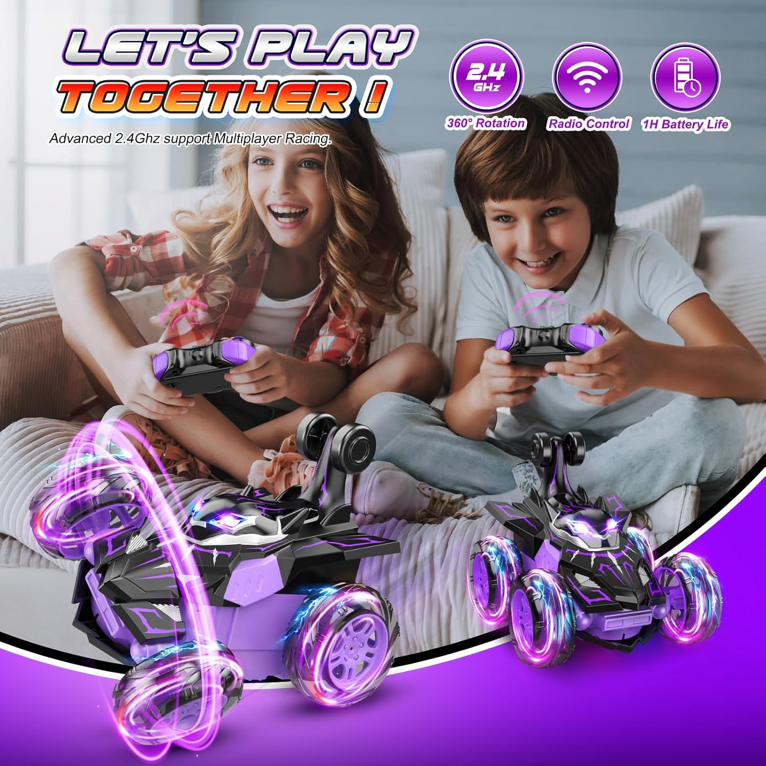 Remote Control Car,RC Cars for Boys with Double Sided 360° Flip & 4WD Wheel Lights,Rechargeable Monster Truck Car Toys for 4 5 6 7 8 9 10 Year Old Birthday Gifts Christmas Stuffers for Kids Age 4-12