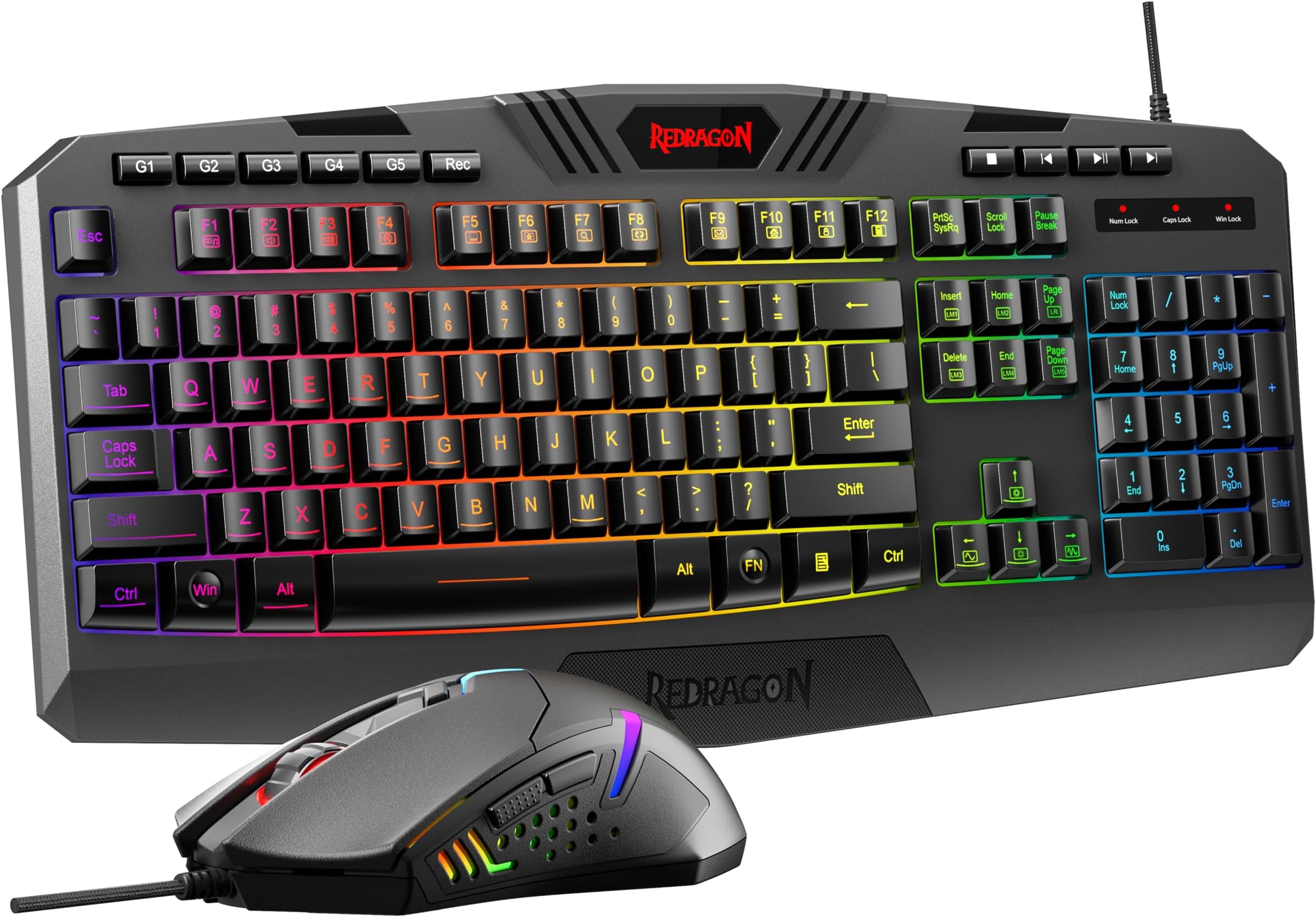 Redragon S101 Vajra USB Gaming Keyboard, CENTROPHORUS USB Gaming Mouse, Keyboard Set