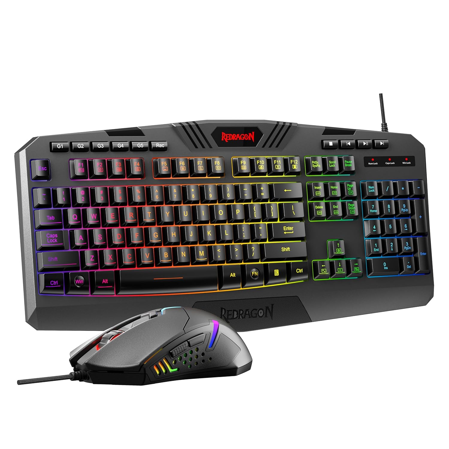 Redragon S101-3 PRO Gaming Keyboard and Mouse RGB Backlit Programmable Keyboard Mouse with Software Independent Macro Record Keys
