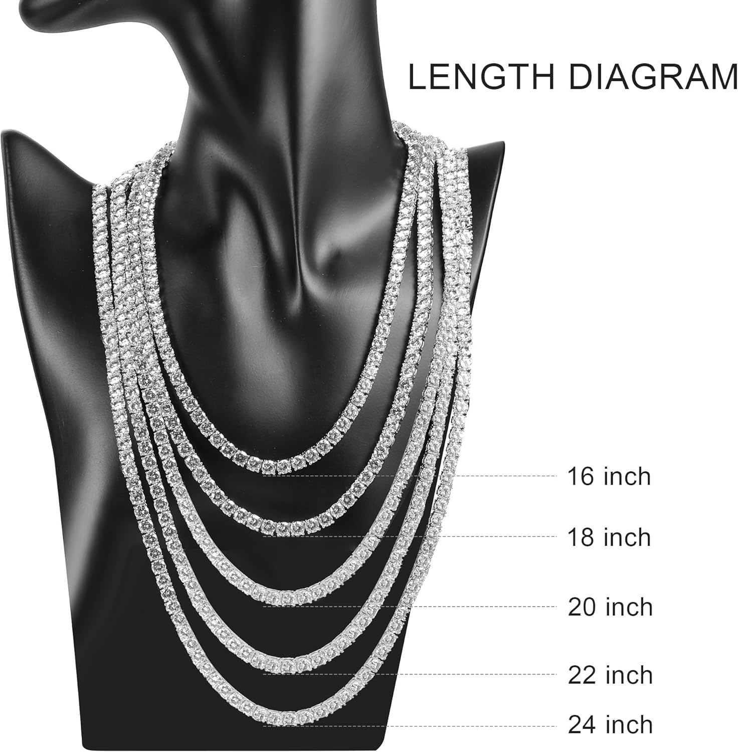 GEMSME 5mm Tennis Necklaces for Women/Men - 18K Yellow/White Gold Plated 4 Pong Setting Round Cubic Zirconia Classic Diamond Tennis Chain, Ladies Tennis Necklace Size 16-22 inch - Image 7