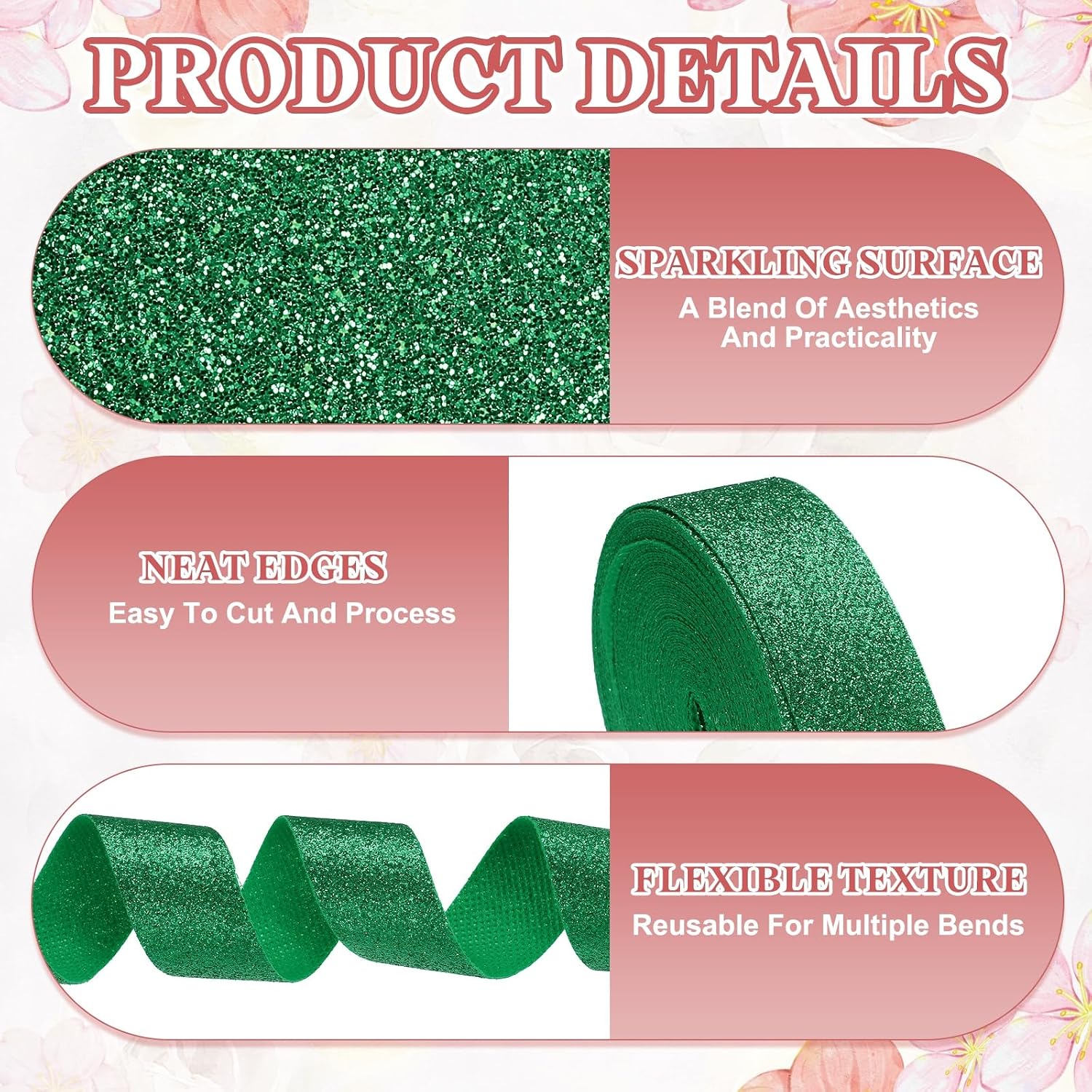 PATIKIL 1 Inch x 10 Yards Sparkly Gift Wrapping Ribbon, Colorful Ribbon for DIY Crafts Gift Wrapping Holiday Wedding Birthday Party Home Decoration, Green