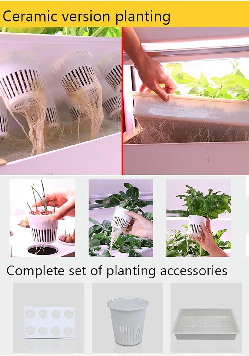 Intelligent Hydroponic Culture with Growth LED Light, Hydroponic Tower of 48/64/90/120 Holes, Self -Winding Culture Kit, Herbal Garden Germination Kit