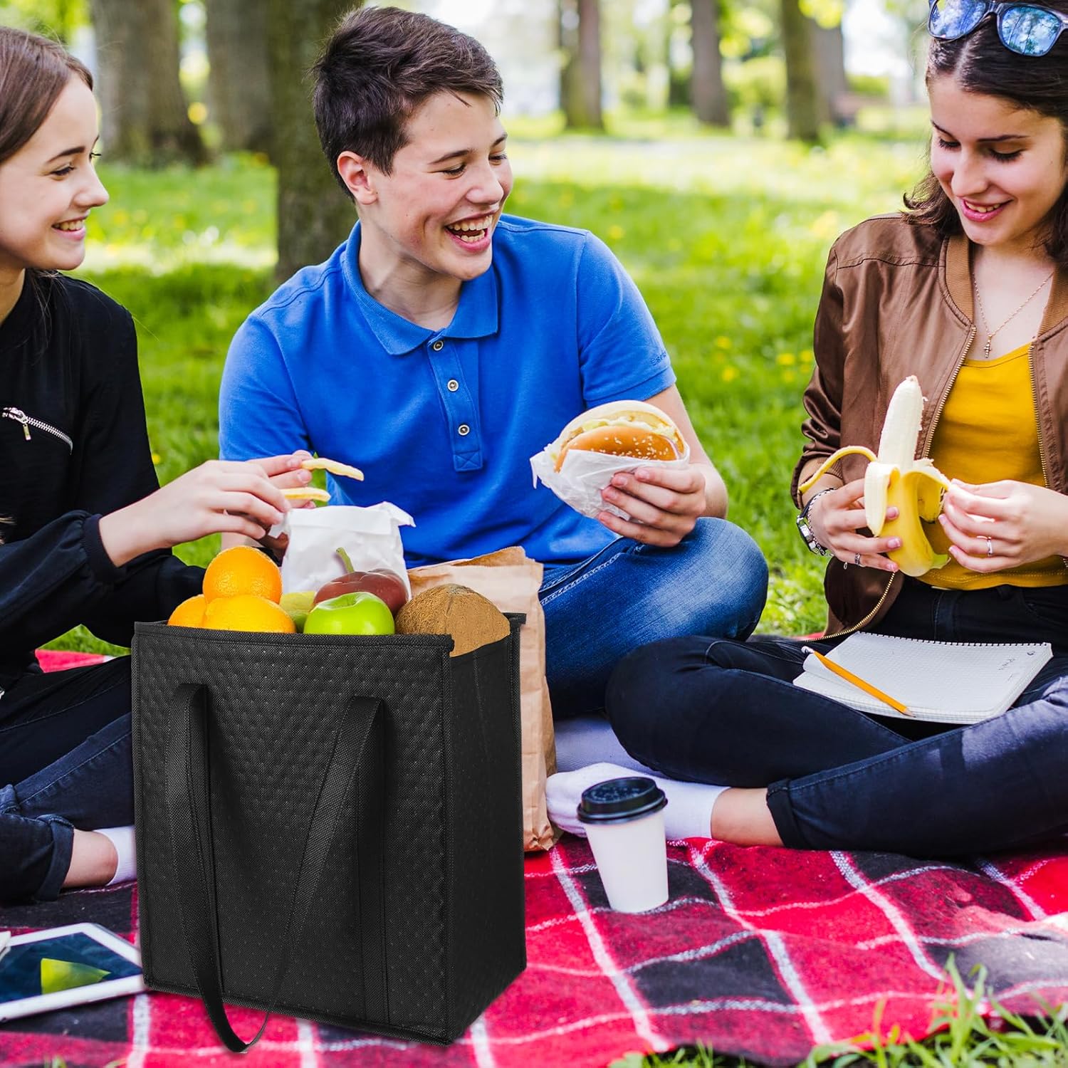 6 Pcs Insulated Grocery Bags Large Reusable Insulated Cooler Bags with Zipper Top Shopping Totes for Hot or Cold Food - Image 3