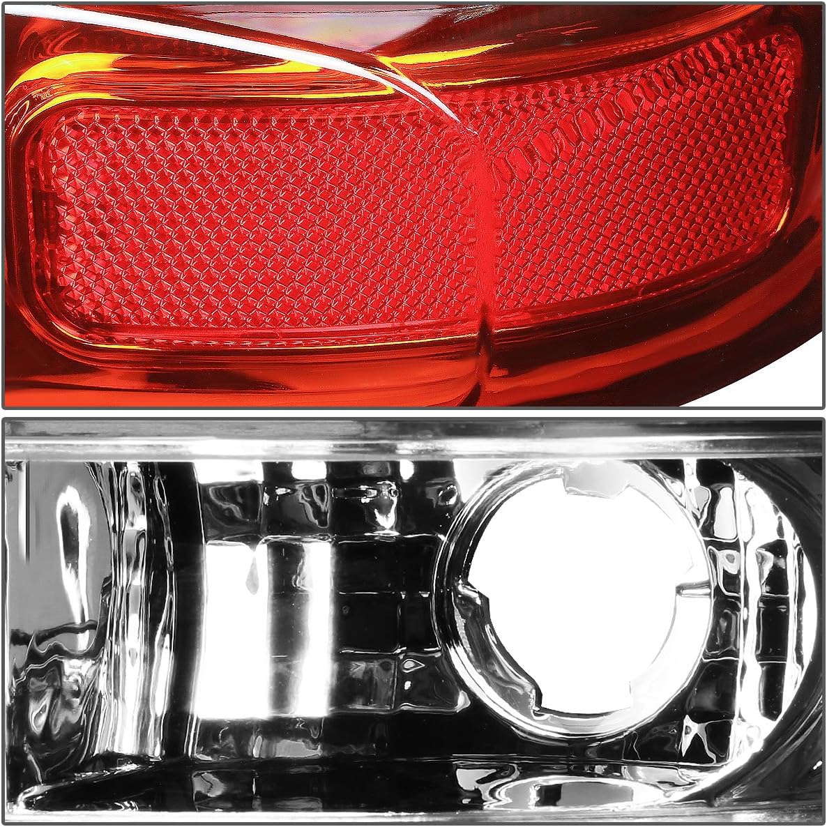 LED Tail Light Assembly Compatible with Chevy Suburban Tahoe, GMC Yukon XL 1500 2500 2000-2006 Left and Right Side Brake Lamps Chrome Housing Red Lens GM2801170 GM2800170 15832092 15832091 19168991