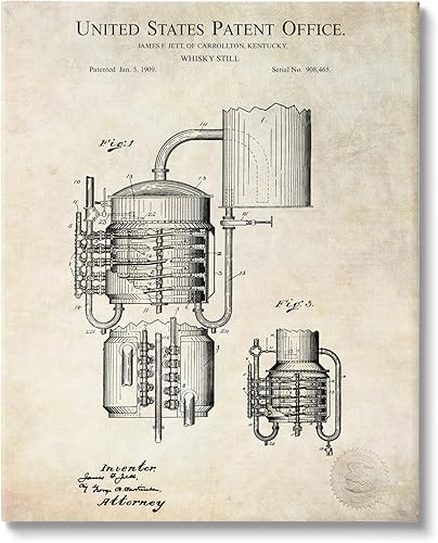 Stupell Industries Diagrama detallado del plano del licor del whisky vintage, diseño de Karl Hronek