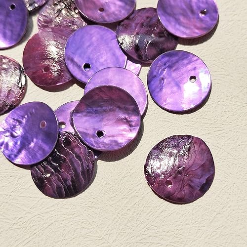 Miniatura 5 de Firstmeet Cuentas de concha, 65 cuentas naturales redondas y planas de mejillón de 0.78 pulgadas con parte trasera iridiscente para hacer joyas