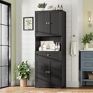 HIFIT Tall Bathroom Storage Cabinets, Modern Linen Storage Cabinet with ...