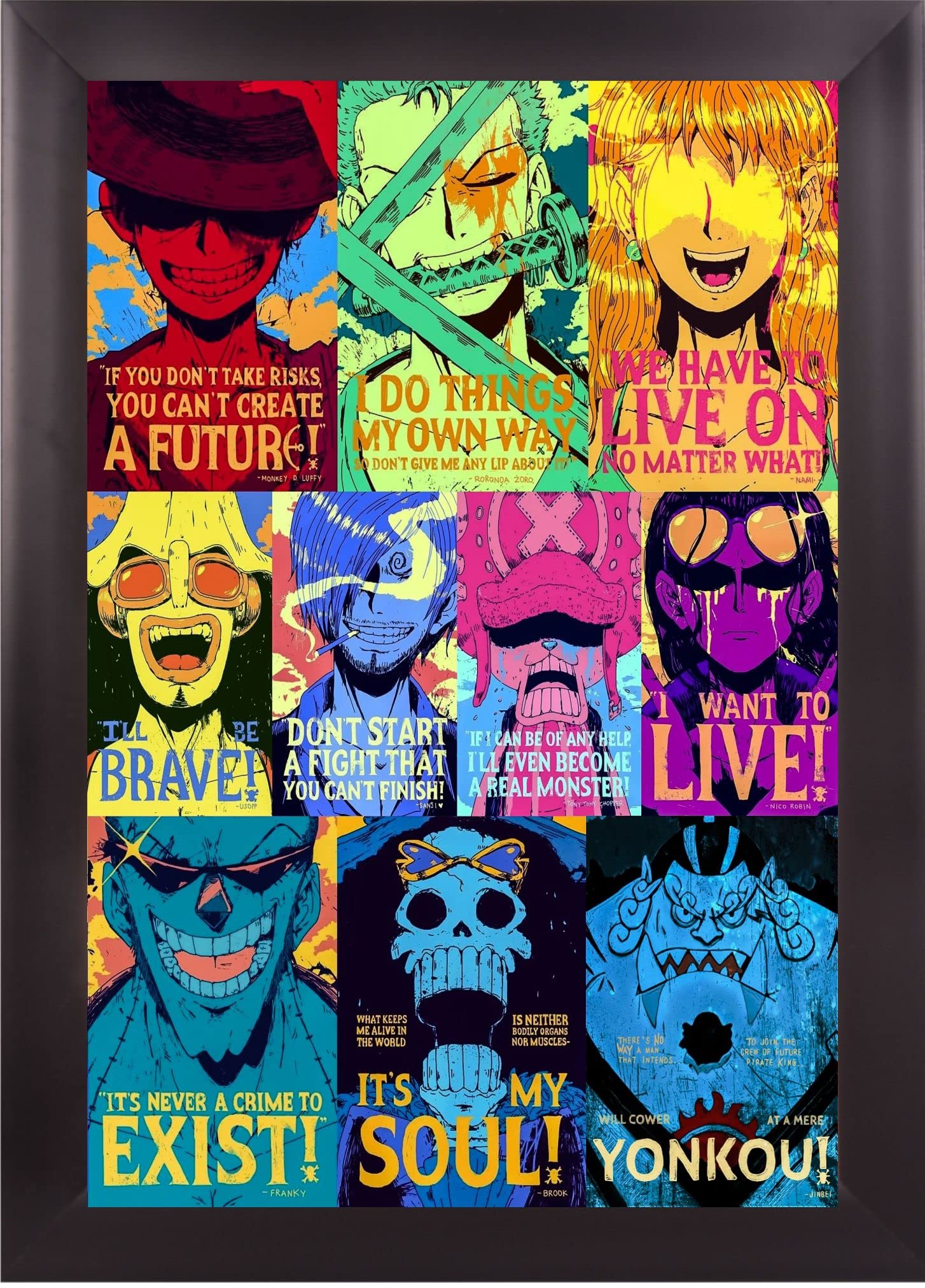 High Defination One Piece Luffy Cool Superhero Jujutsu Manga Anime Light Weight Wall Hanging Frame (14x10 Inch) Engineered Wood,Premium Frame Home & Office Decor,Gift