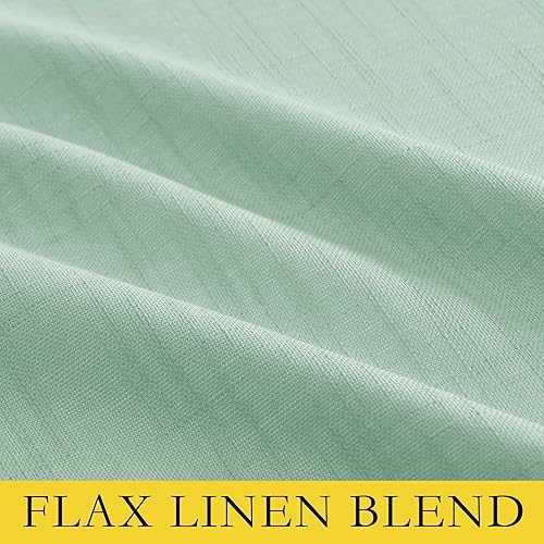 Miniatura 8 de NICETOWN Cortinas de lino 100% absolutamente opacas con forro blanco aislado térmico, verde menta, 52 pulgadas de ancho x 84 pulgadas de largo, 2