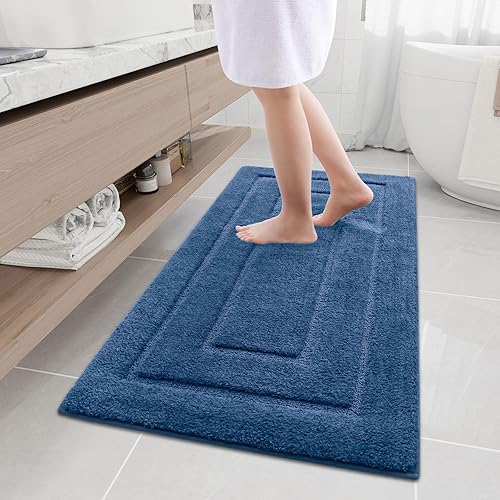 Buganda Tapetes de baño, de 47 x 24 pulgadas, de microfibra suave y absorbente, antideslizante, lanudo y lavable a máquina, para suelo de baño,