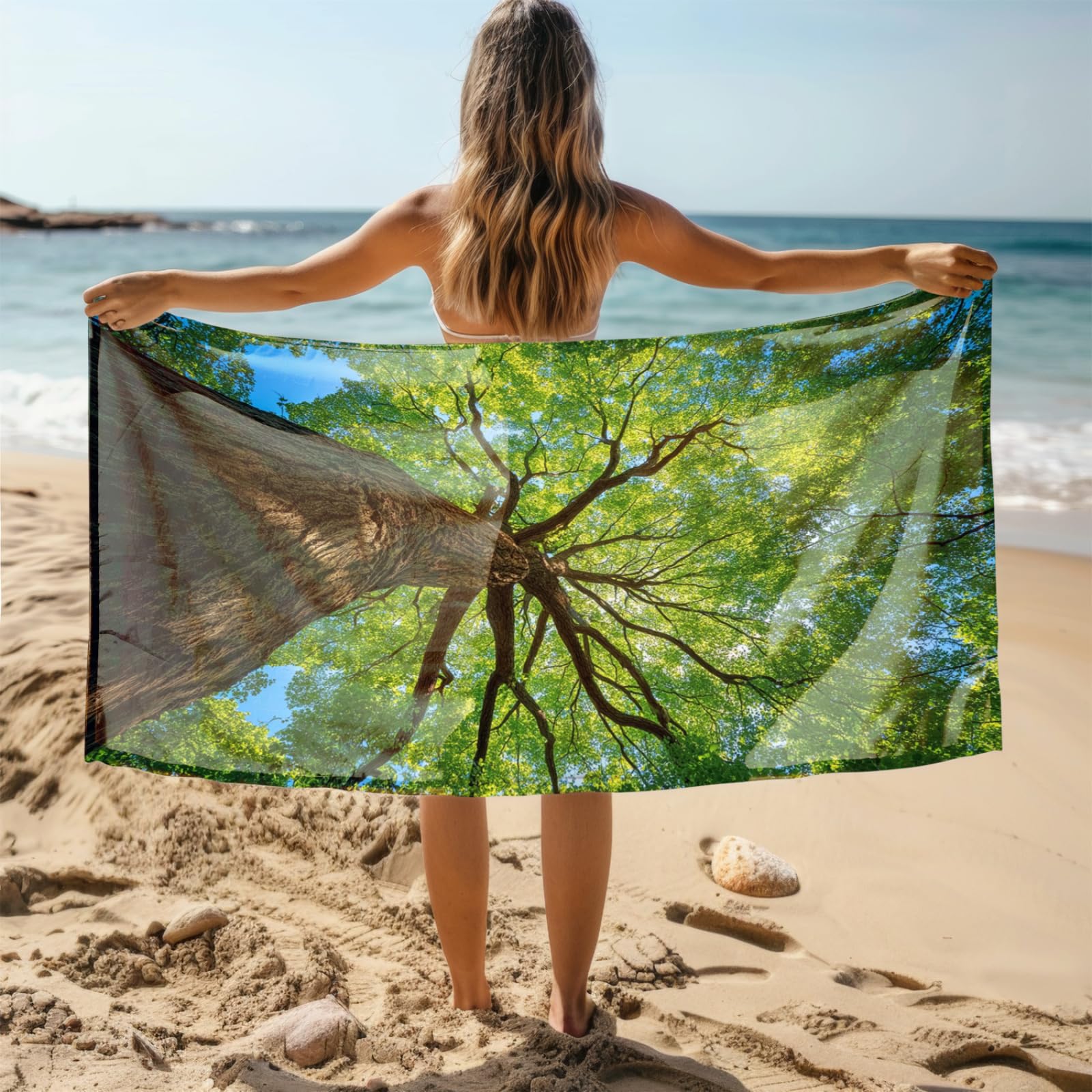 Générique Serviette Microfibre Plage Feuilles Vertes