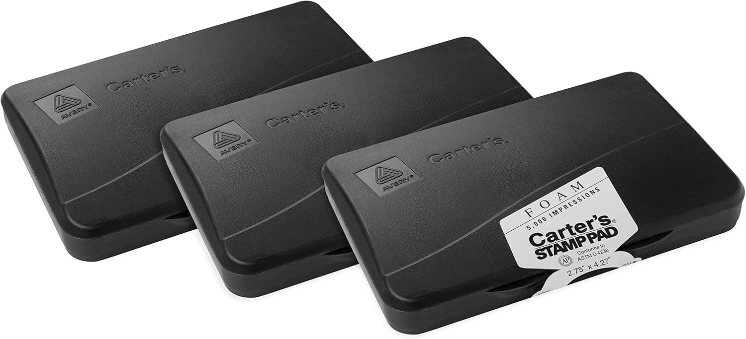 Avery Carter's Foam Stamp Pad, 2.75 x 4.25 Inch, Black, 1 Pad (21381) : Ink Pad : Office Products
