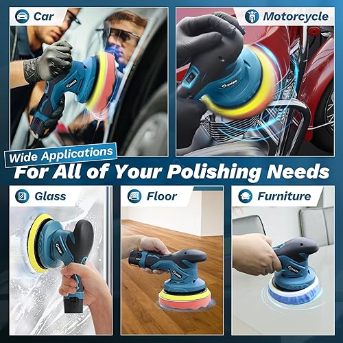 Miniatura 7 de Saker Pulidora inalámbrica para automóvil kit de máquina enceradora portátil de 6 pulgadas para detalles de automóviles con 1 batería de 12 V 2000