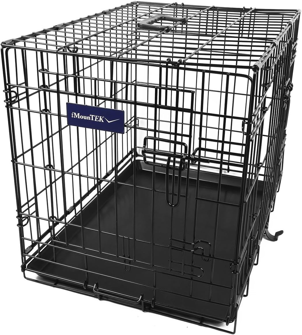 【Medium 30 INCH】 iMounTEK Folding Metal Pet Dog Puppy Cat Cage Crate Kennel W/Tray. 2 Doors Wire Cage for Training, Removable & Washable Pan Tray [Rust Resistant] Quick Assembly!