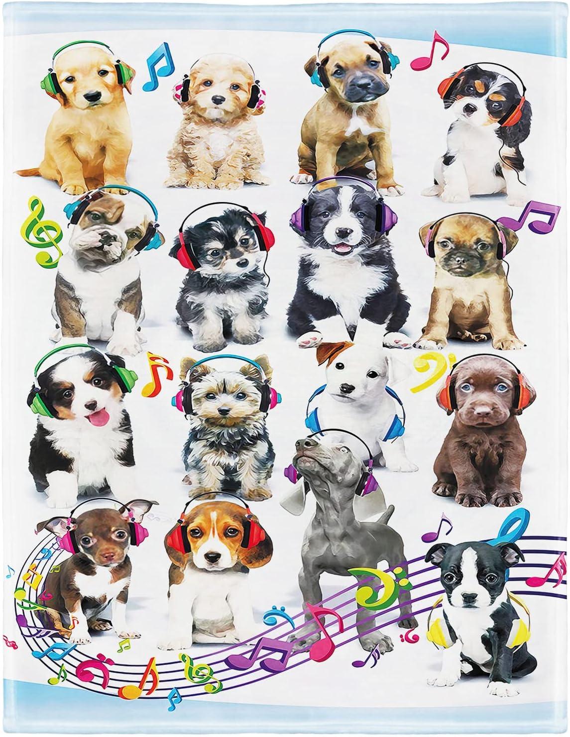 60" x 80" Blanket Comfort Warmth Soft Plush Throw for Couch Dog Puppy Headphones