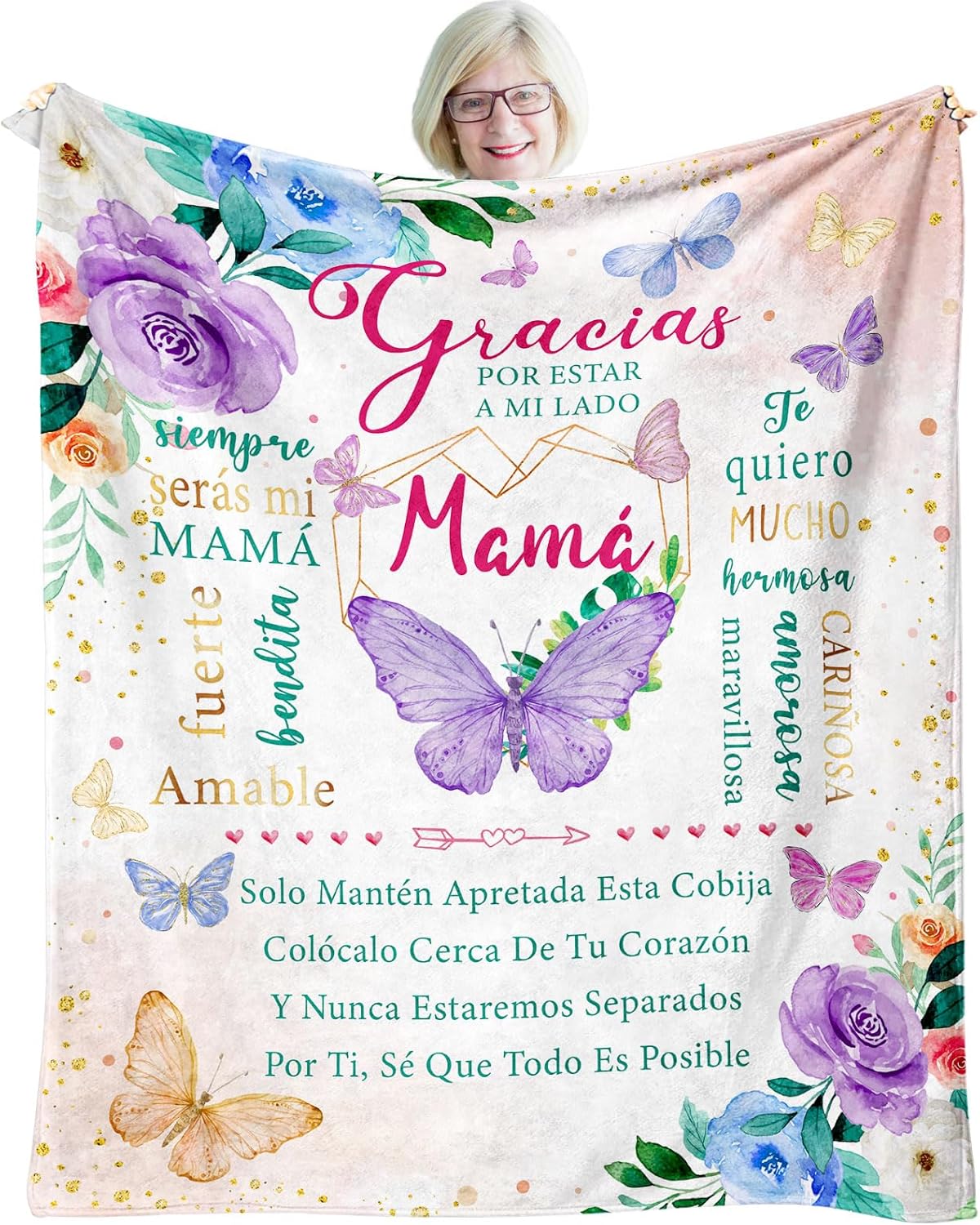 ZWERIVP Regalos para Mama Dia De Las Madres, Cumpleaño in Spanish, Mom Birthday Gift from Daughter Son, Mamá Throw Blanket 60" X 50", Mom Birthday Gift Ideas, Regalos para Mama Cumpleaños
