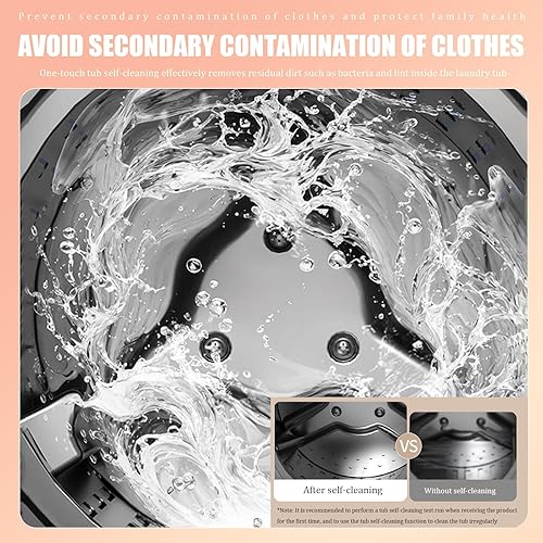 Miniatura 6 de Lavadora portátil compacta, tambor simpledoble, montado en la pared y escritorio, bañera de acero inoxidable de 3.5 l, tacto inteligente, lavadora