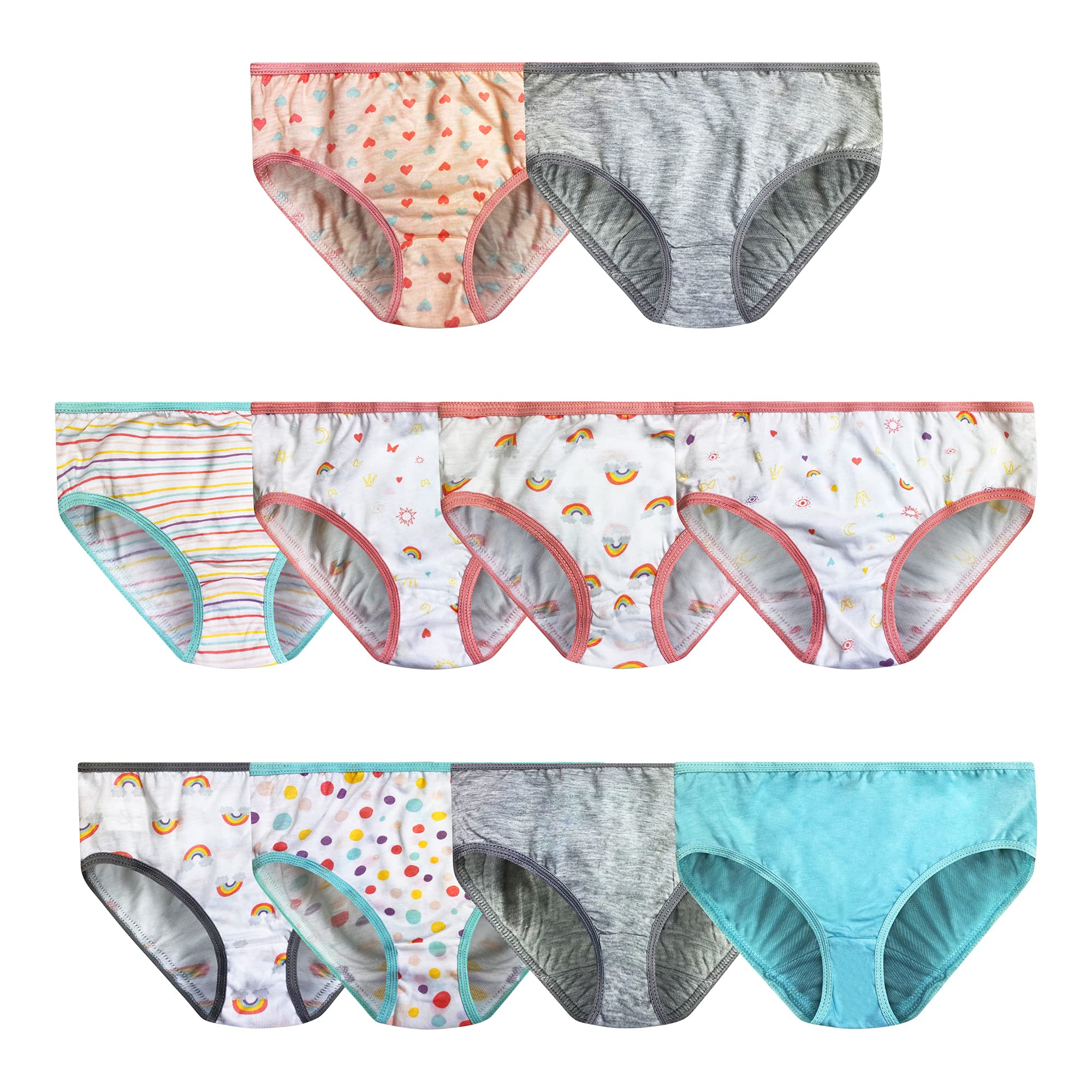 Jessica Simpson Girls Underwear Set Variety 10 Pack Kids Panties Hipster Briefs