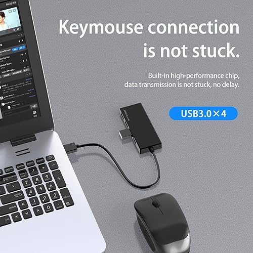 Miniatura 6 de Hub USB 3.0, divisor de concentrador USB de 4 puertos, adaptador USB portátil mini expansor multipuerto para escritorio, laptop, Xbox, unidad flash,