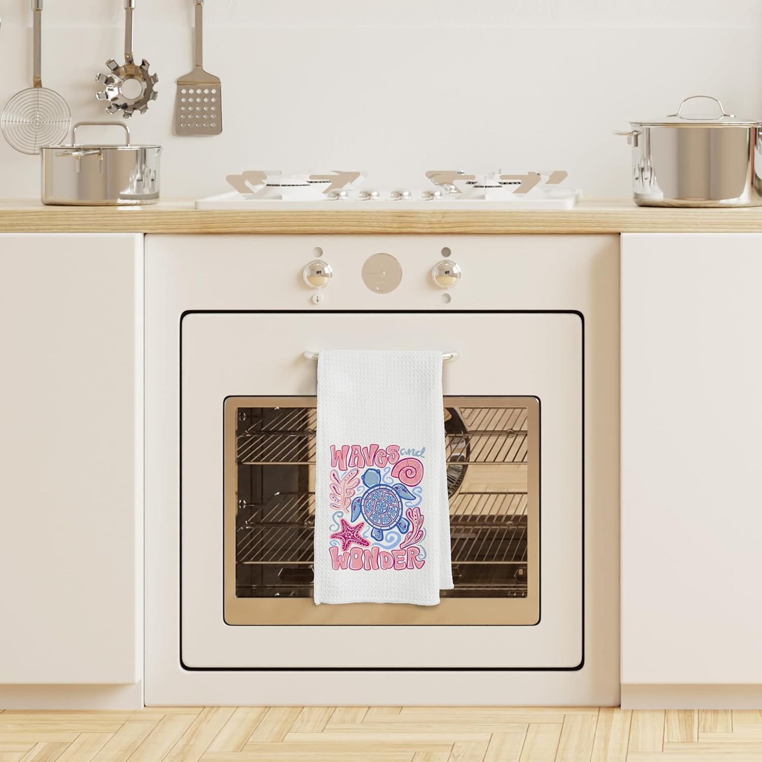 Boho Coastal Turtle Kitchen Towels, Sea Turtle Gifts for Women Dish Tea Towels, Beach Ocean Conch Starfish Decorative Hand Towel for Kitchen Bathroom, 16x24 Inch - Image 5