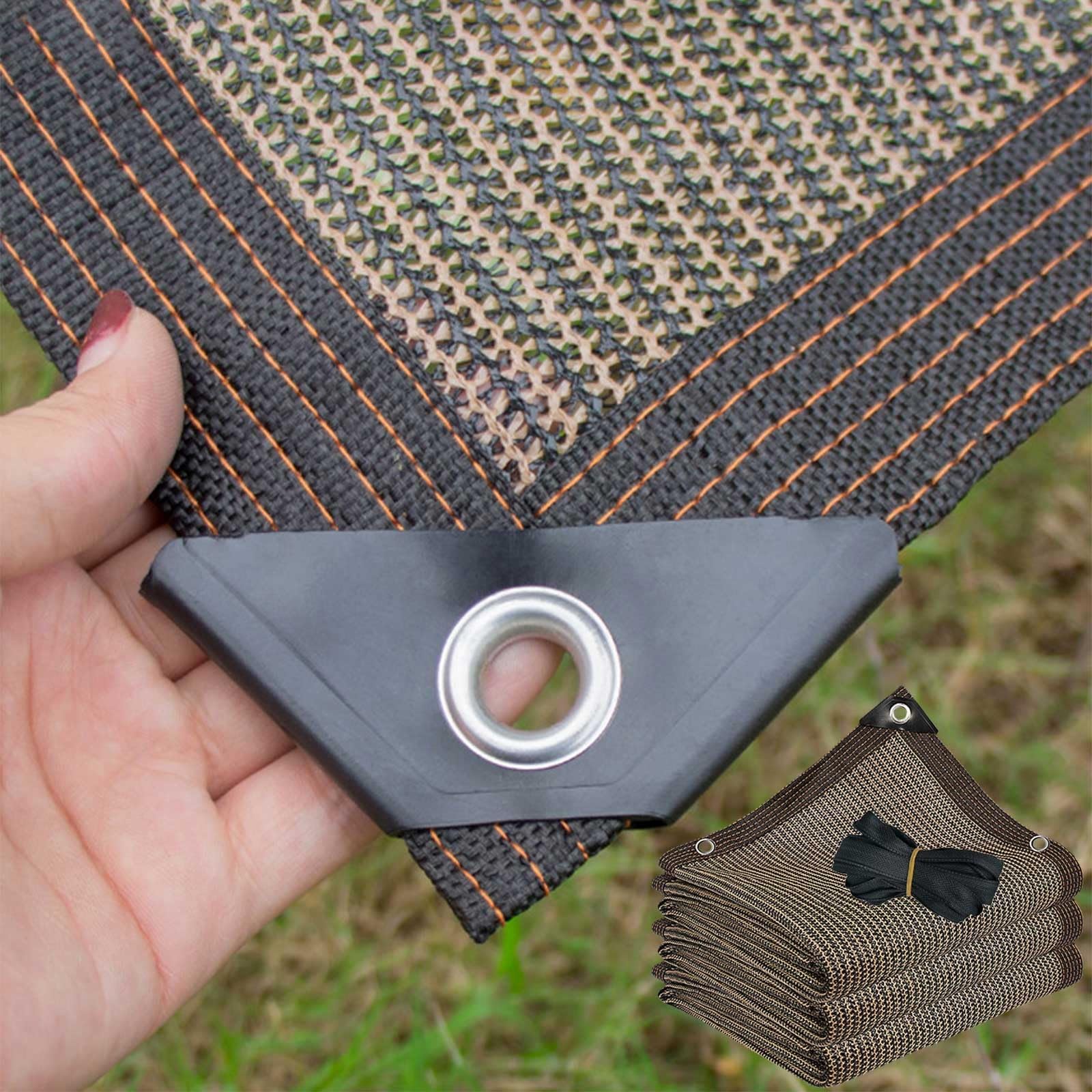 Shade Cloth with Grommets, 90% Sun Shade Cloth, Brown Sunblock Cover for Outdoor Patio Plants,1x10m 2x15m 4.5x5m 6x8m 11x11m Breathable HDPE Mesh Sun Shade Tarp for Garden Greenhouse(2x2m)