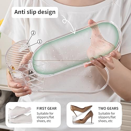 Miniatura 5 de Organizador de ranuras para zapatos, paquete de 10 ranuras para zapatos, puede ahorrar un 50% de espacio en los apiladores de zapatos, dispositivo