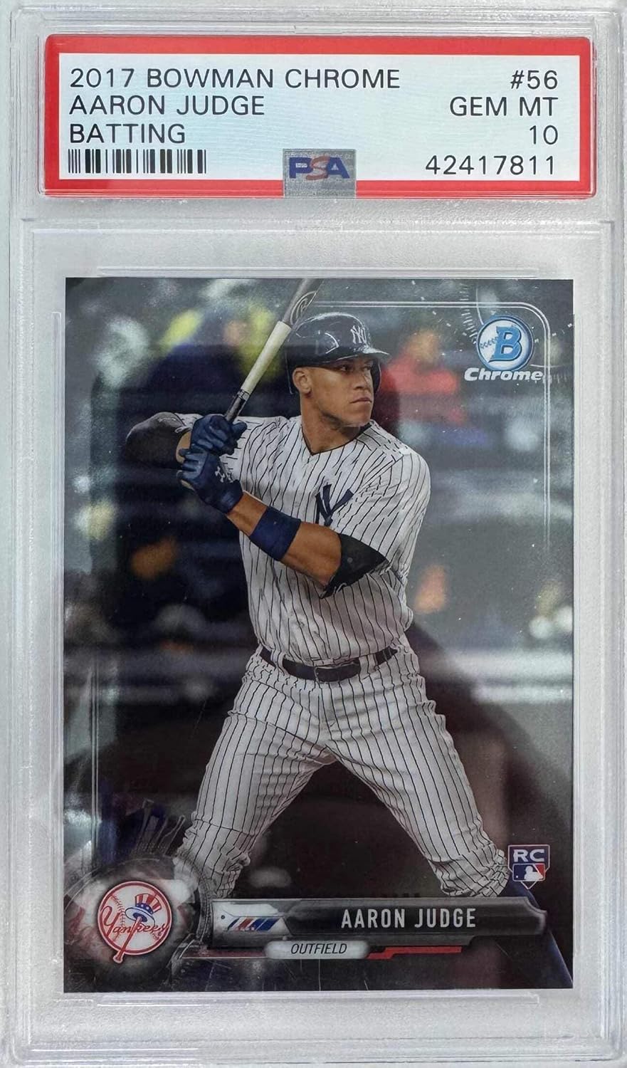 Graded 2017 Topps Bowman Chrome Aaron Judge #56 Batting Baseball Card PSA 10 Gem Mint