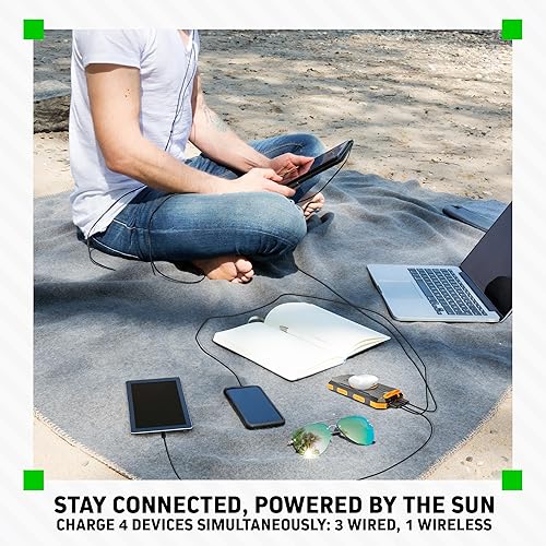 Miniatura 4 de ChargeWorx Banco de energía solar con 2 puertos USB-A más puertos de carga USB-C y micro-USB, capacidad de 15,000 mAh, incluye brújula y linternas