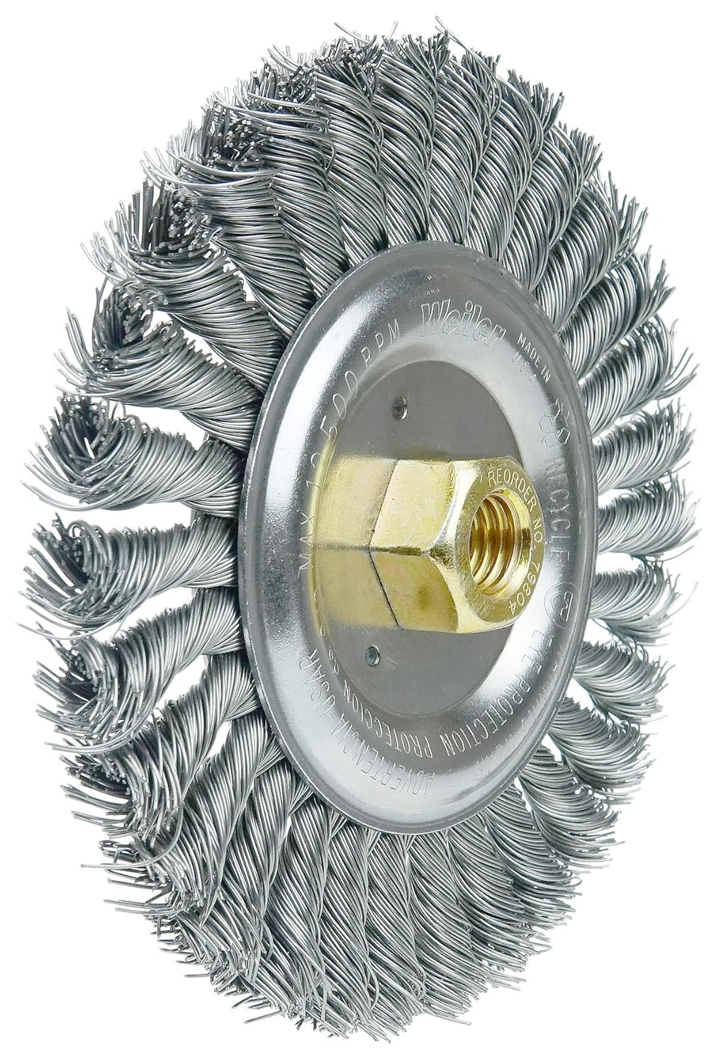 Weiler 79804 6" Dually Filler Pass Weld Cleaning Brush, .023" Steel Wire Fill,5/8"-11 UNC Double-Hex Nut, Made in the USA (Pack of 5)