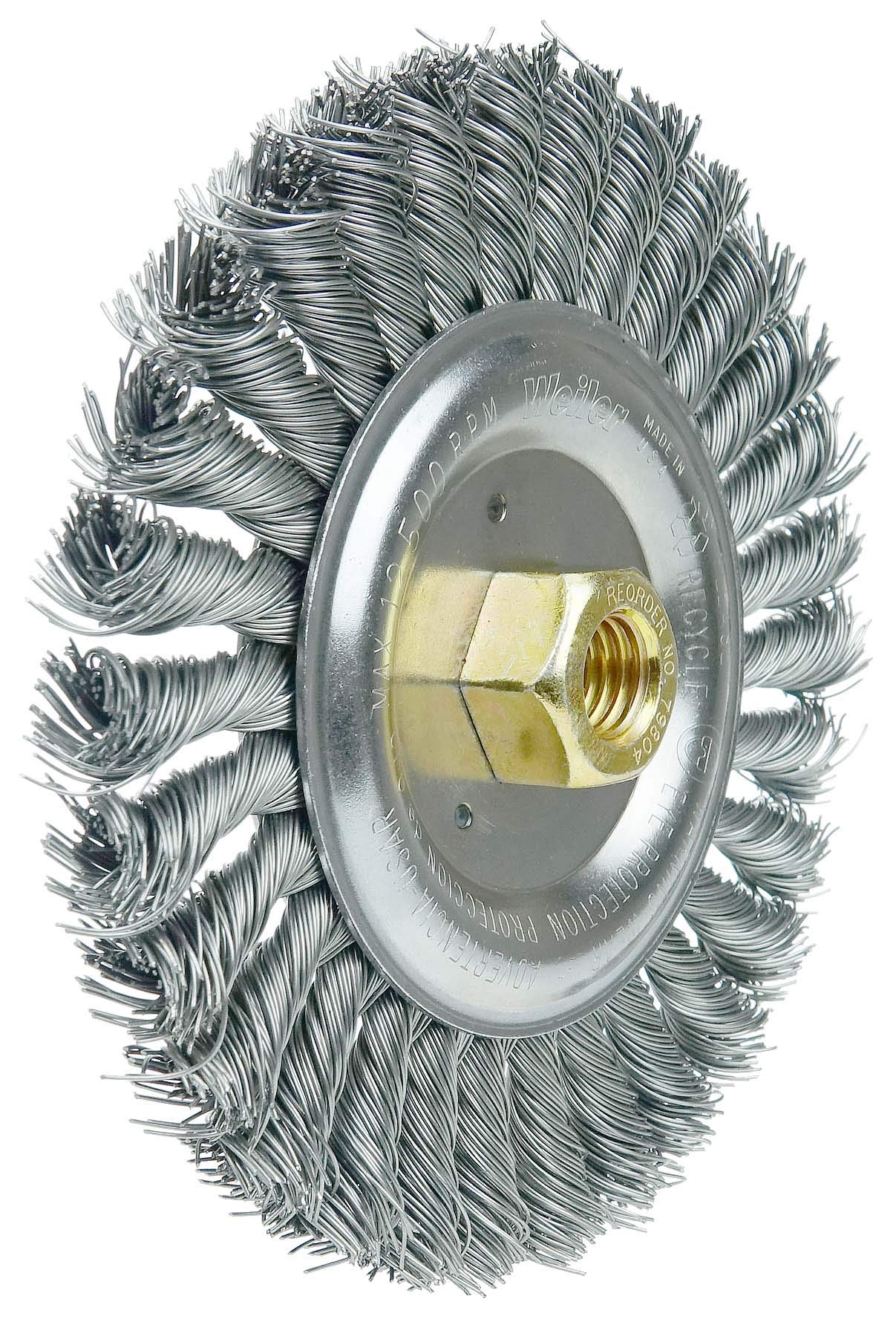 Weiler 79804 Dually Filler Pass soldadura de alambre de acero cepillo de limpieza, 6 ", 0,23 Fill, 5/8" -11 unc double-hex tuerca (Pack de 5)