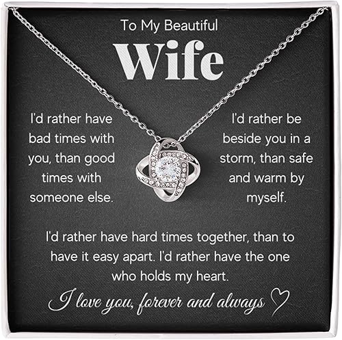 Regalos de cumpleaños para esposa de parte del esposo Collar de alma gemela con tarjeta de mensaje y caja de corazón Regalo de aniversario,